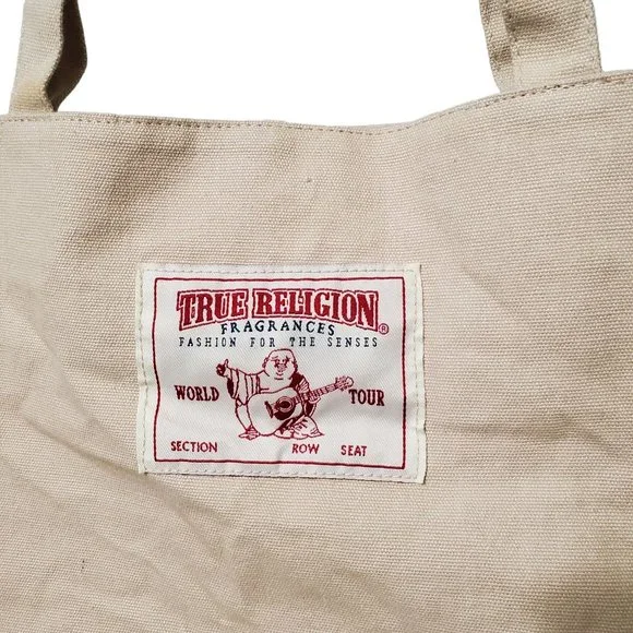 True Religion Fragrances Tote Shopping Shoulder Bag Canvas Street Art Graffiti - Picture 3 of 8